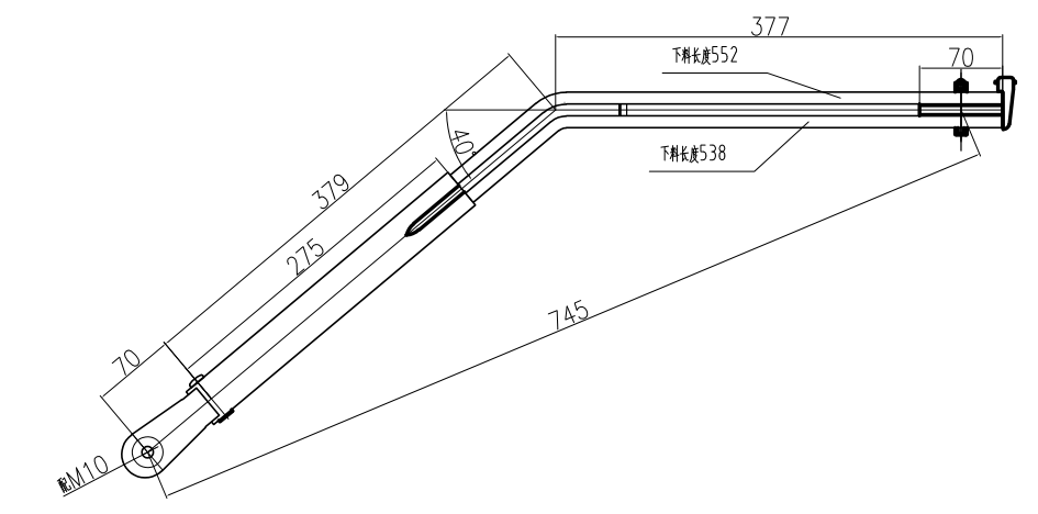  GBFJK11 仿進口雙圓管倒置右刮臂(40度、小孔)