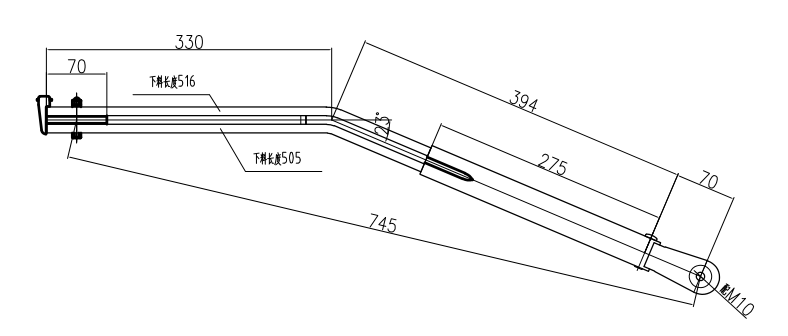 GBFJK12 仿進(jìn)口雙圓管倒置左刮臂(23度、小孔) 