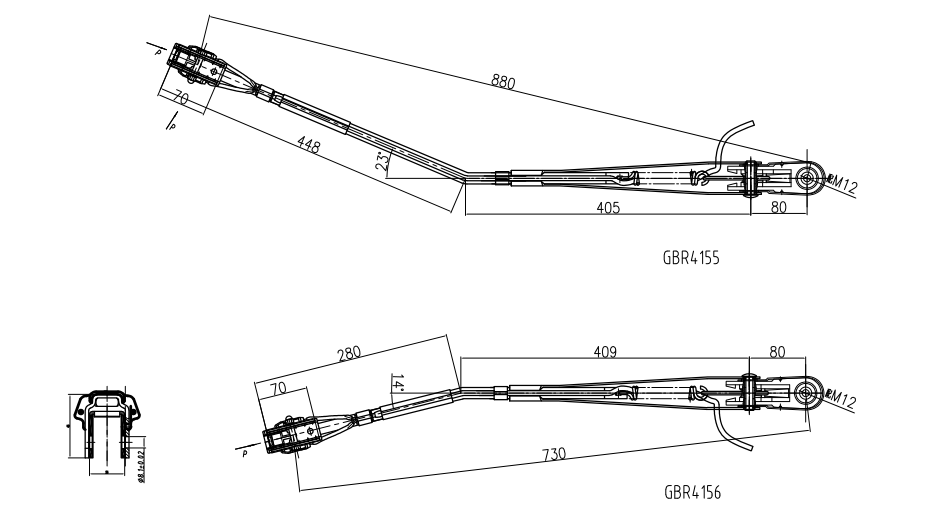 GBR4155（左）、GBR4156（右）R14-單扁桿刮臂